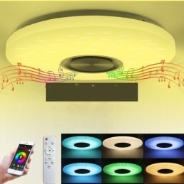 フラッシュマウント装飾ランプ リモートアプリコントロール Bluetooth 音楽スピーカーランプ
