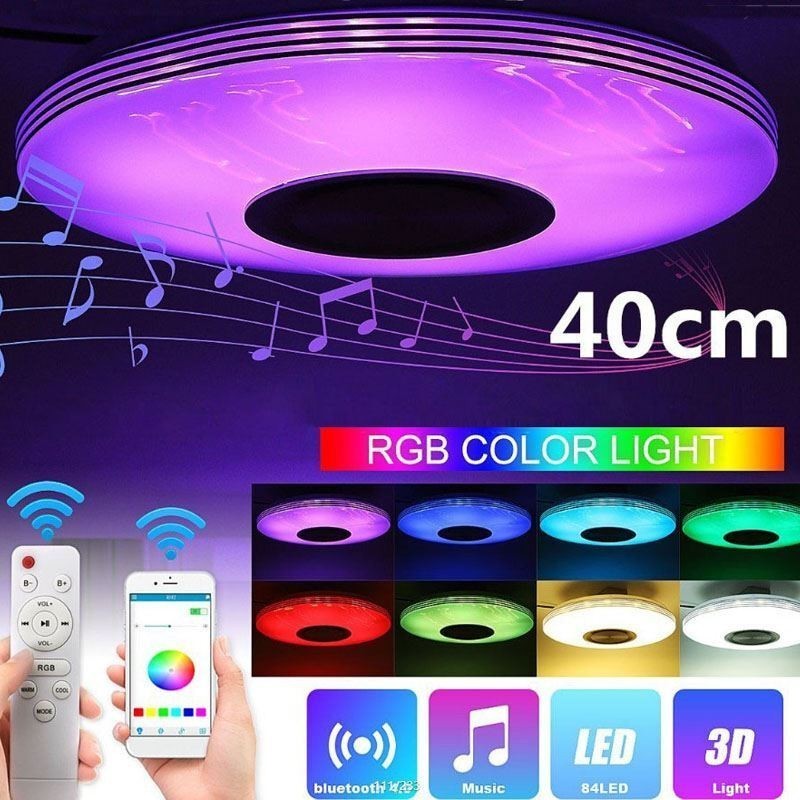 フラッシュマウント天井ライト装飾ランプリモートアプリコントロールBluetooth音楽スピーカーランプ