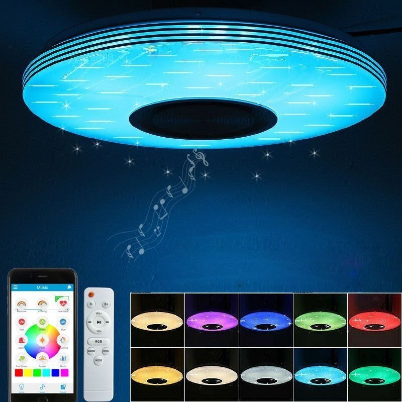 フラッシュマウント天井ライト装飾ランプリモートアプリコントロールBluetooth音楽スピーカーランプ