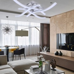 モダンでシンプルなフラッシュマウントアクリル4灯波型天井ライト