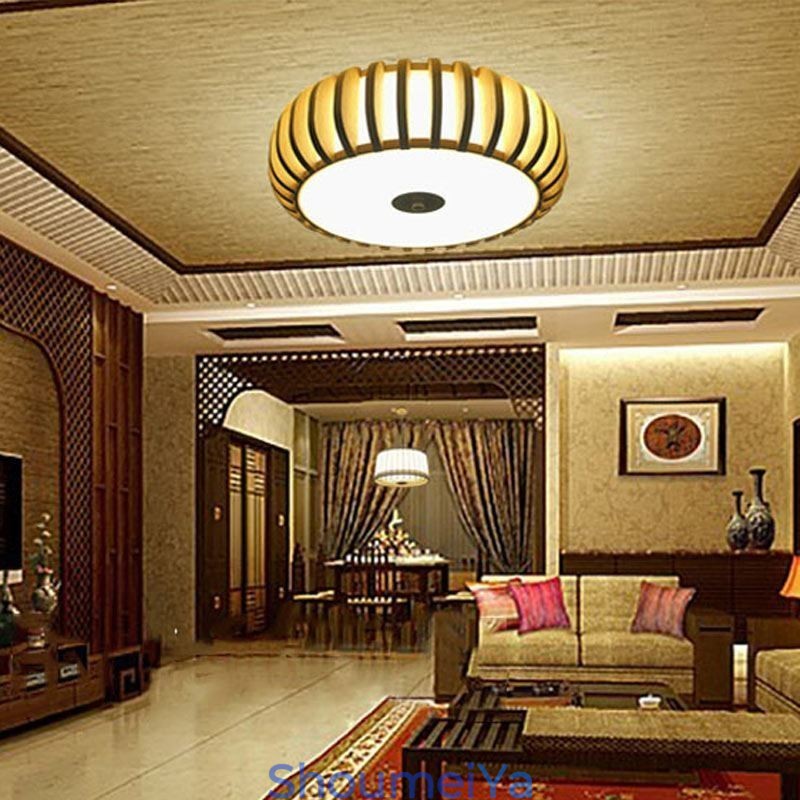 田舎風竹製フラッシュマウントパンプキン型天井照明