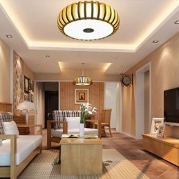 田舎風竹製フラッシュマウントパンプキン型天井照明