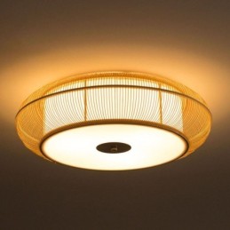 中国特製竹製フラッシュマウントクリエイティブな日本の丸型天井ライト