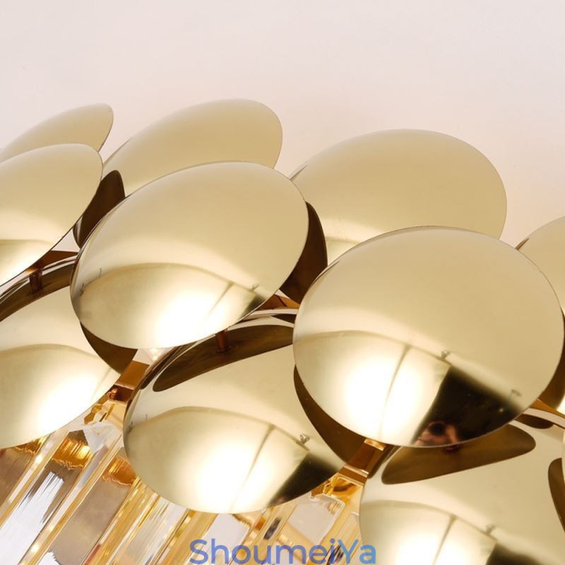 クリスタル フラッシュマウント ラウンド 電気メッキ ゴールド 高級装飾天井ライト 80cm