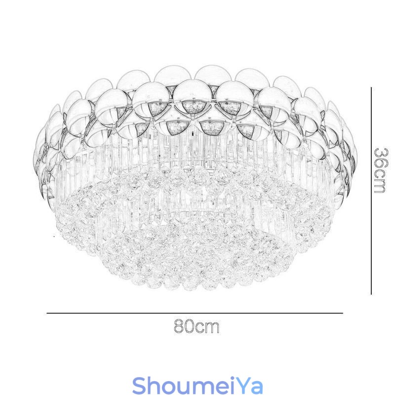 クリスタル フラッシュマウント ラウンド 電気メッキ ゴールド 高級装飾天井ライト 80cm