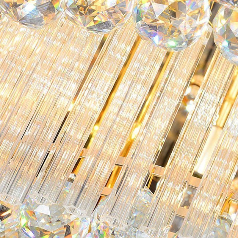 モダンなクリスタルシャンデリア ラウンドフラッシュマウント