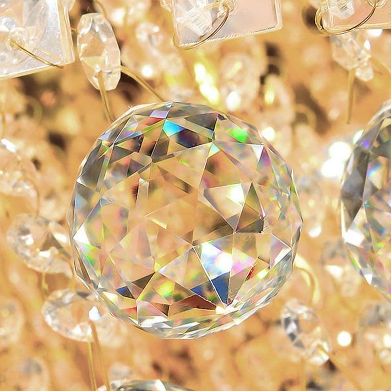 モダンなクリスタルシャンデリア ラウンドフラッシュマウント