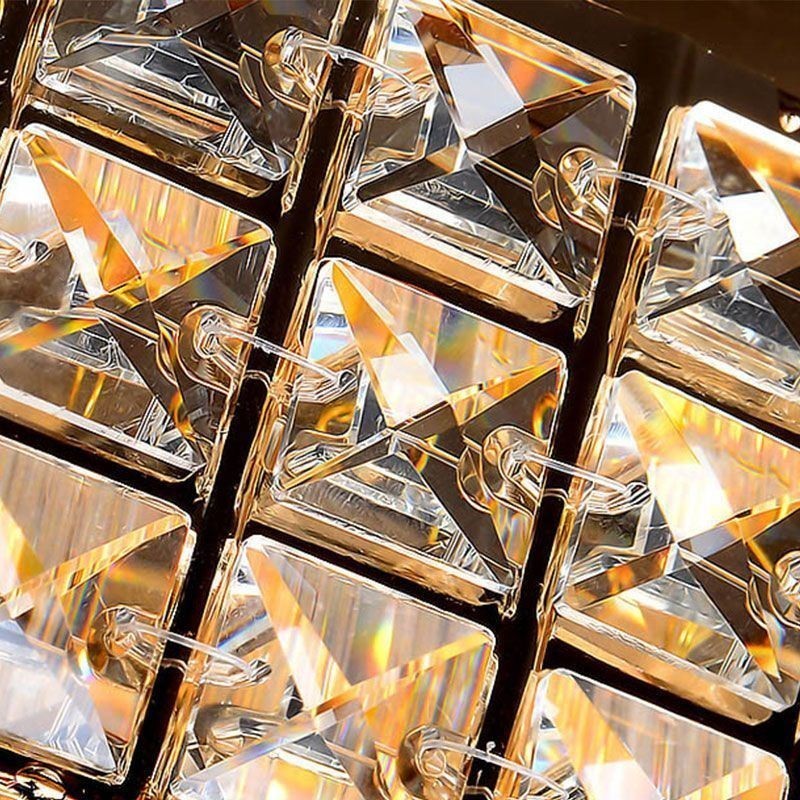 モダンなクリスタルシャンデリア ラウンドフラッシュマウント