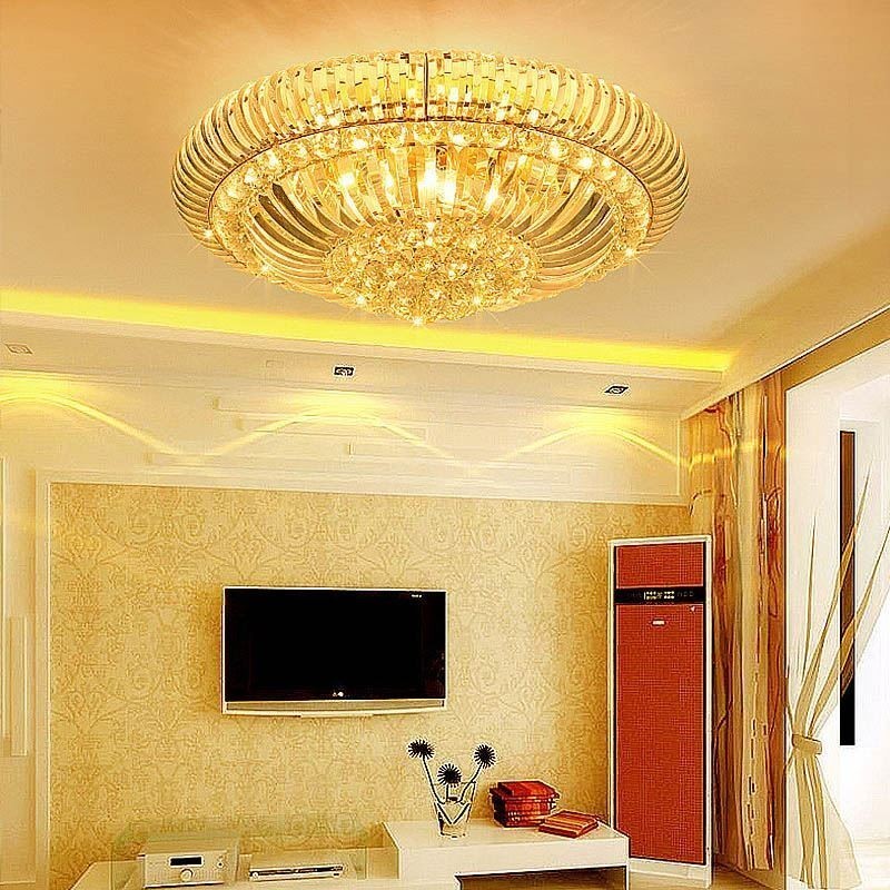 モダンでシンプルなフラッシュマウントクリスタルラウンド照明