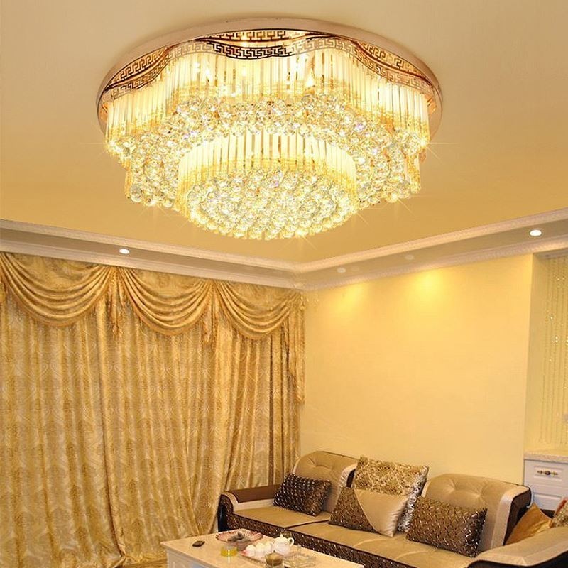 現代的なフラッシュマウントクリスタルシーリングライト高級ラウンド照明