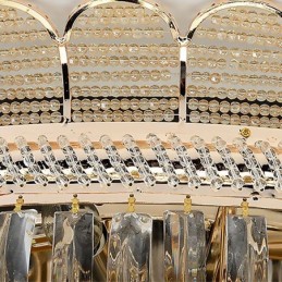 高級クリスタル天井ライト ゴールド フラッシュマウント ラウンド照明