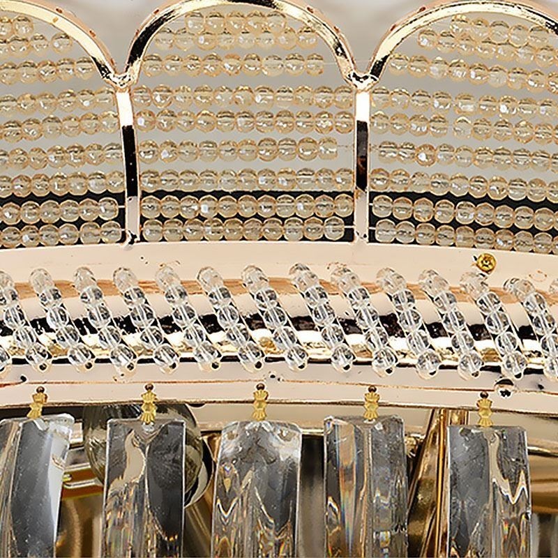 高級クリスタル天井ライト ゴールド フラッシュマウント ラウンド照明