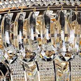 高級クリスタル天井ライト ゴールド フラッシュマウント ラウンド照明