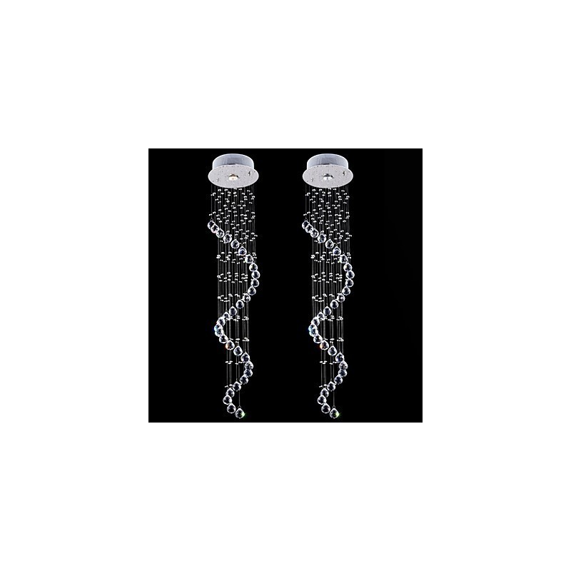 クリスタル ペンダント ライト シャンデリア 照明 1 ライト シルバー Canpoy クリア K9 クリスタル ヘリックス 天井ランプ H120CM