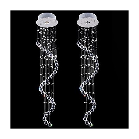 クリスタル ペンダント ライト シャンデリア 照明 1 ライト シルバー Canpoy クリア K9 クリスタル ヘリックス 天井ランプ H120CM