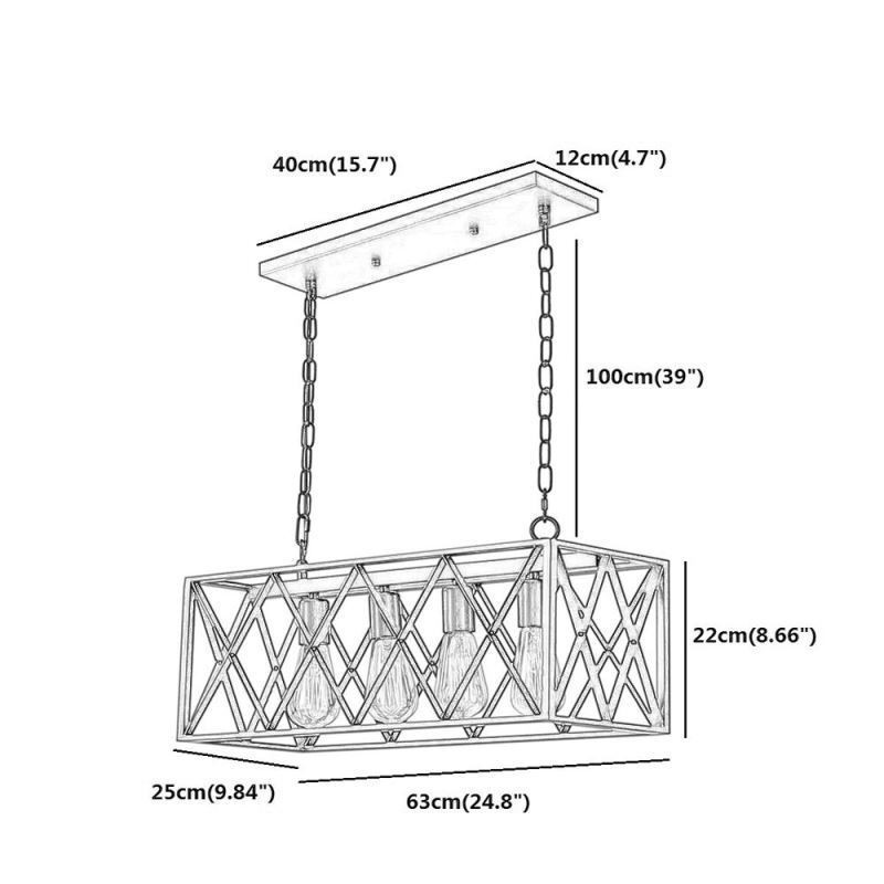 素朴な長方形のペンダントライト 4 ライト ファームハウス吊り下げライト