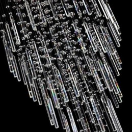 モダンなスクエアクリスタルシャンデリア 現代的でエレガントな天井照明器具 デュプレックス階段