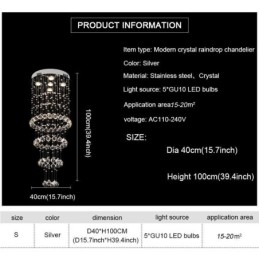 クリスタルシャンデリア 現代的 エレガントな天井照明器具 デュプレックス階段
