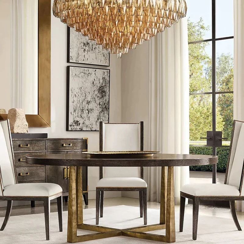 アメリカンペンダントライト ガラス天井ライト アンバー透明 90cm 14灯