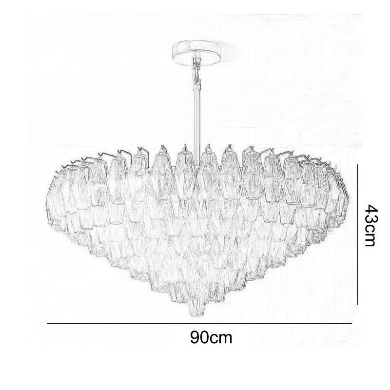 アメリカンペンダントライト ガラス天井ライト アンバー透明 90cm 14灯