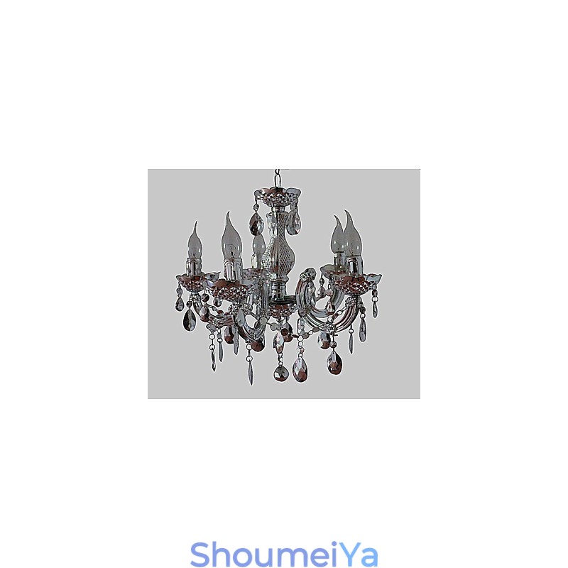 モダンなシルバーアクリルクリスタルスタイルのシャンデリア、5つのライト付き