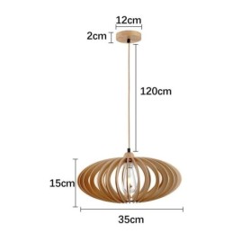 ログバスウッドシーリングライト 17cm 楕円形木製ランプシェード