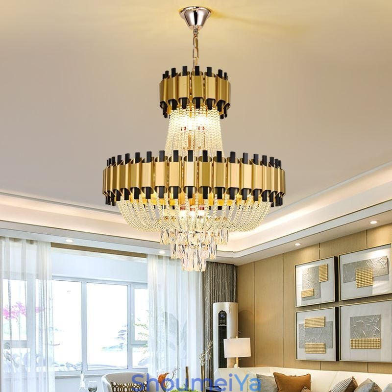 クリスタルペンダントライト ゴールド 高級装飾天井ランプ