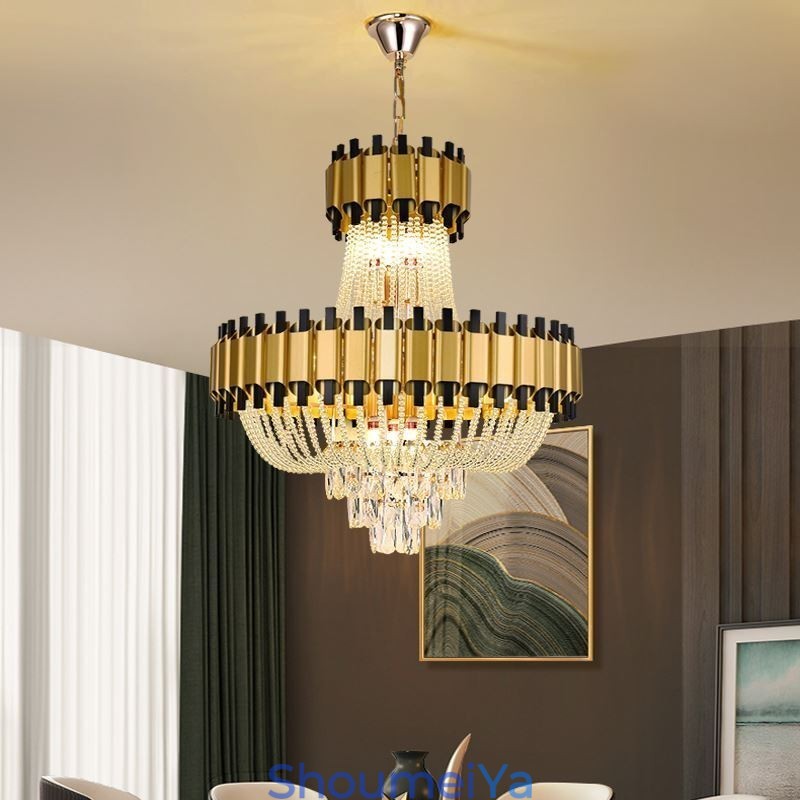 クリスタルペンダントライト ゴールド 高級装飾天井ランプ