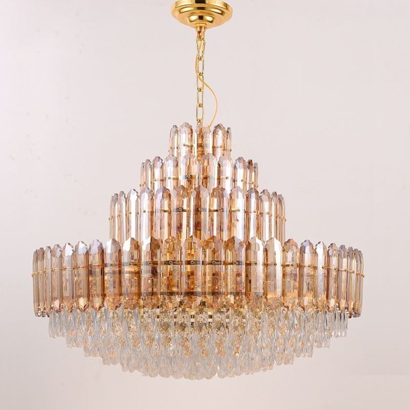 クリスタルペンダントライト 4層 高級装飾天井ライト 80cm