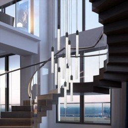 ペンダントライト ブラッククリスタルコラムクラスター天井ライト