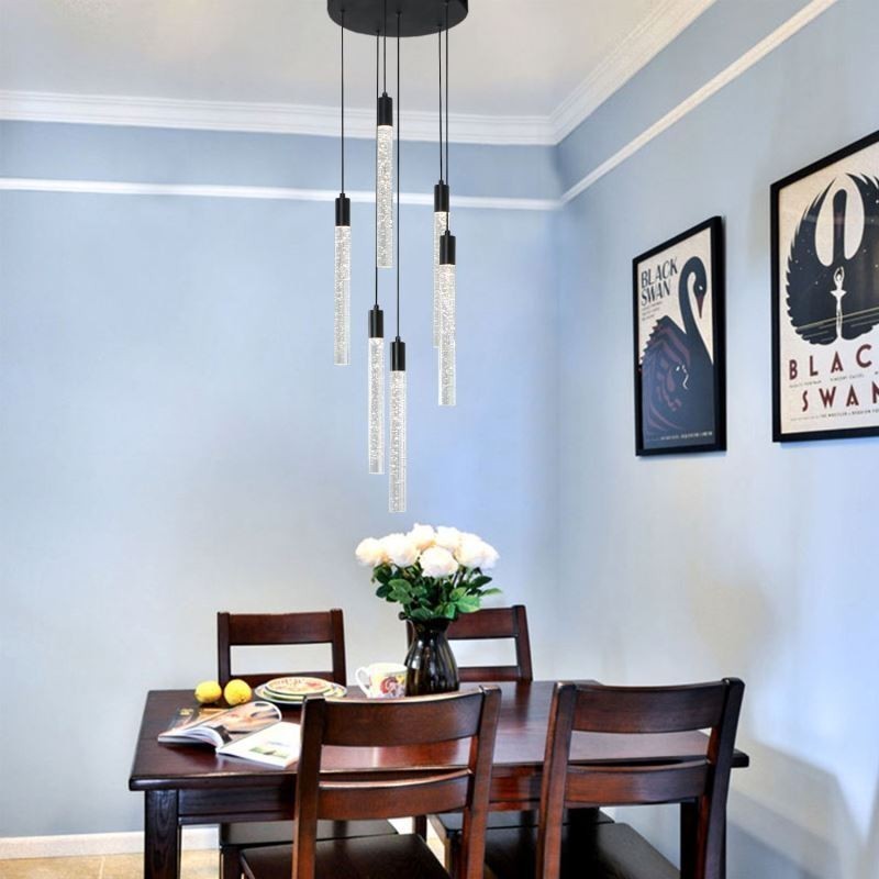 ペンダントライト ブラッククリスタルコラムクラスター天井ライト