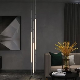 天井照明 クリエイティブライン 竹製吊り下げライト ブラック ゴールド