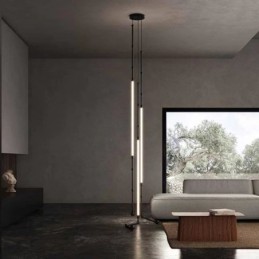 天井照明 クリエイティブライン 竹製吊り下げライト ブラック ゴールド