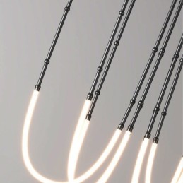 天井照明 クリエイティブライン 竹製吊り下げライト ブラック ゴールド