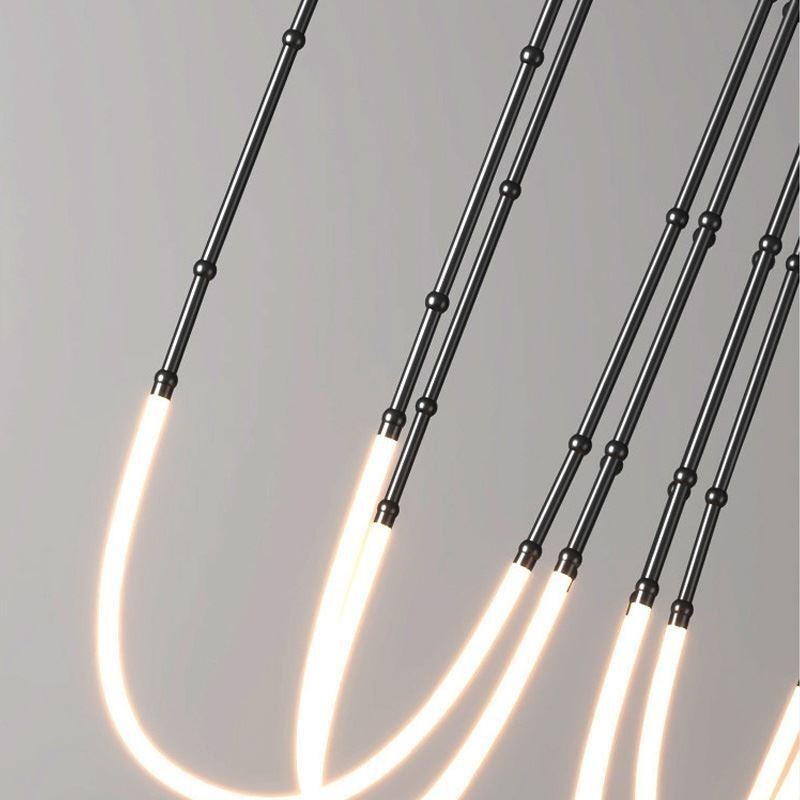 天井照明 クリエイティブライン 竹製吊り下げライト ブラック ゴールド