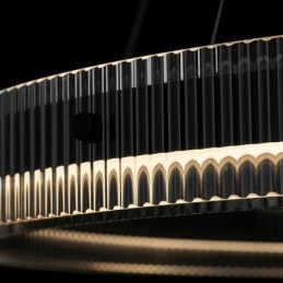 ペンダントライト 60+80CM ダブルサークル ガラス天井ライト 無段階調光 リモコン付き