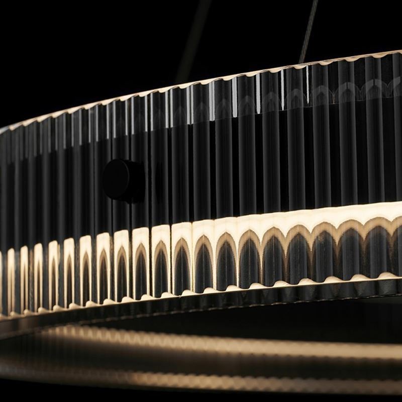 ペンダントライト 60+80CM ダブルサークル ガラス天井ライト 無段階調光 リモコン付き