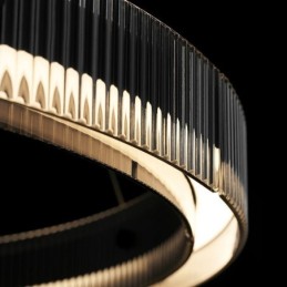 ペンダントライト 60+80CM ダブルサークル ガラス天井ライト 無段階調光 リモコン付き