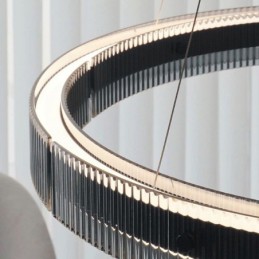 ペンダントライト 60+80CM ダブルサークル ガラス天井ライト 無段階調光 リモコン付き