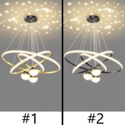 シンプルなペンダントライト 錬鉄製シリコン 3つの円リング 天井ライト