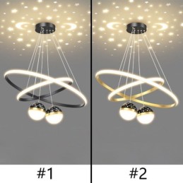 モダンなペンダントライト 錬鉄製シリコン製ダブルサークルリング天井ライト