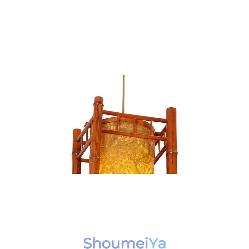 レトロランタン木製竹シャンデリア