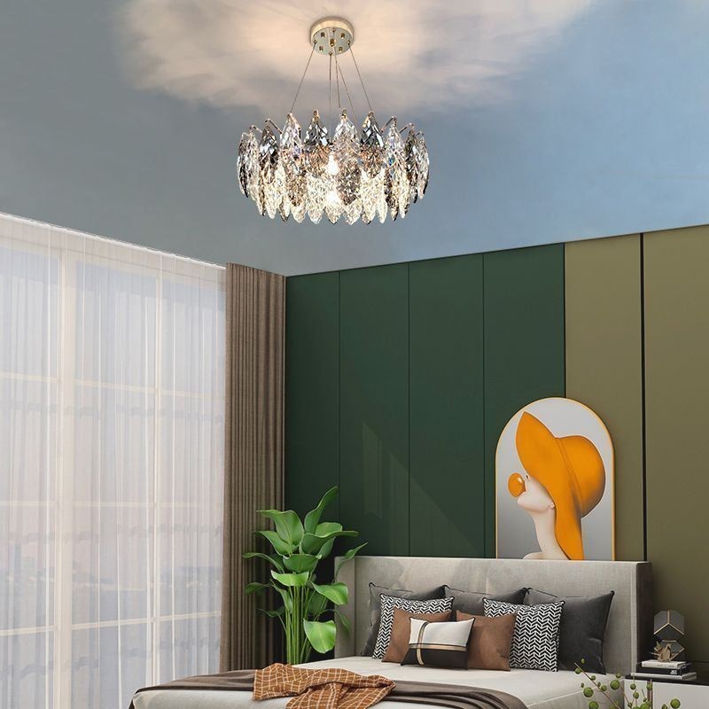 ヨーロピアンアイアンペンダントライトクリエイティブガラスリーフシャンデリア