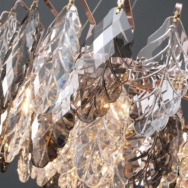 ヨーロピアンアイアンペンダントライトクリエイティブガラスリーフシャンデリア