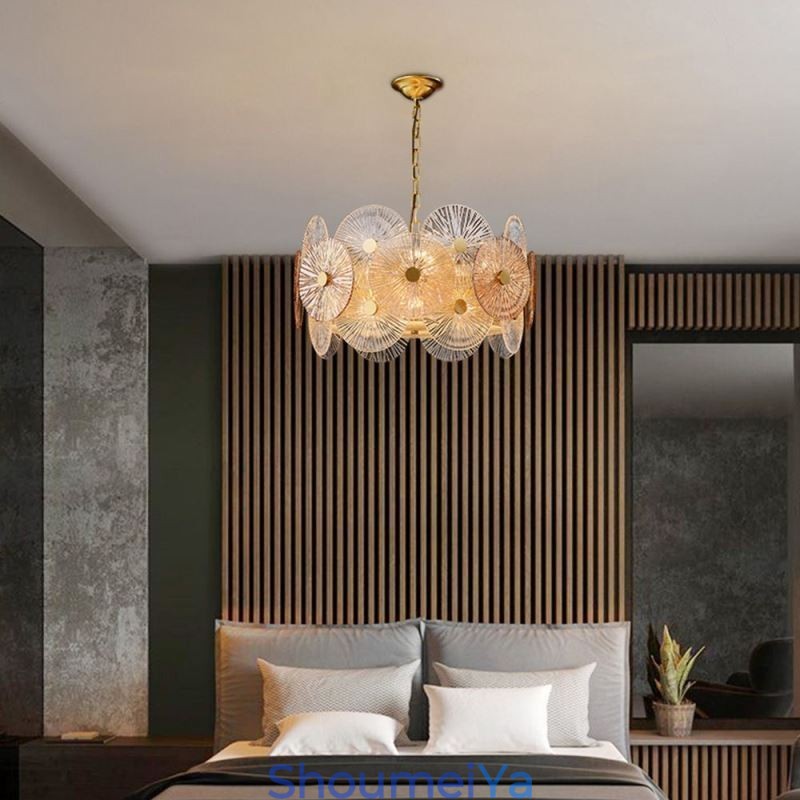 モダンなスパークディスクシャンデリア花火ガラスペンダントランプホームデコ照明