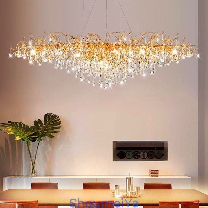 高級クリスタルシャンデリア ゴールド モダン 天井吊り下げランプ ダイニング