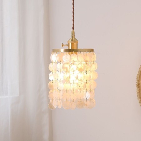 モダンクラシックシャンデリアホワイトシェルシェードペンダント照明ランプ天井