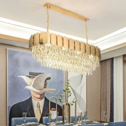 クリスタルペンダントライト 高級オーバル天井ライト