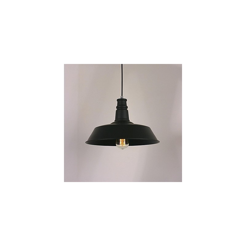 円形のランプシェードが特徴のブラックモダンペンダントライト