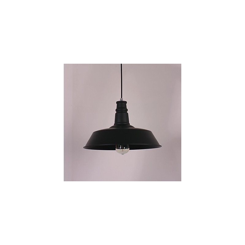 円形のランプシェードが特徴のブラックモダンペンダントライト